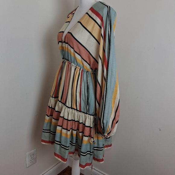 Zimmerman Cassia Draw Stripe Mini Linen Dress Size 2 - Picture 11 of 15